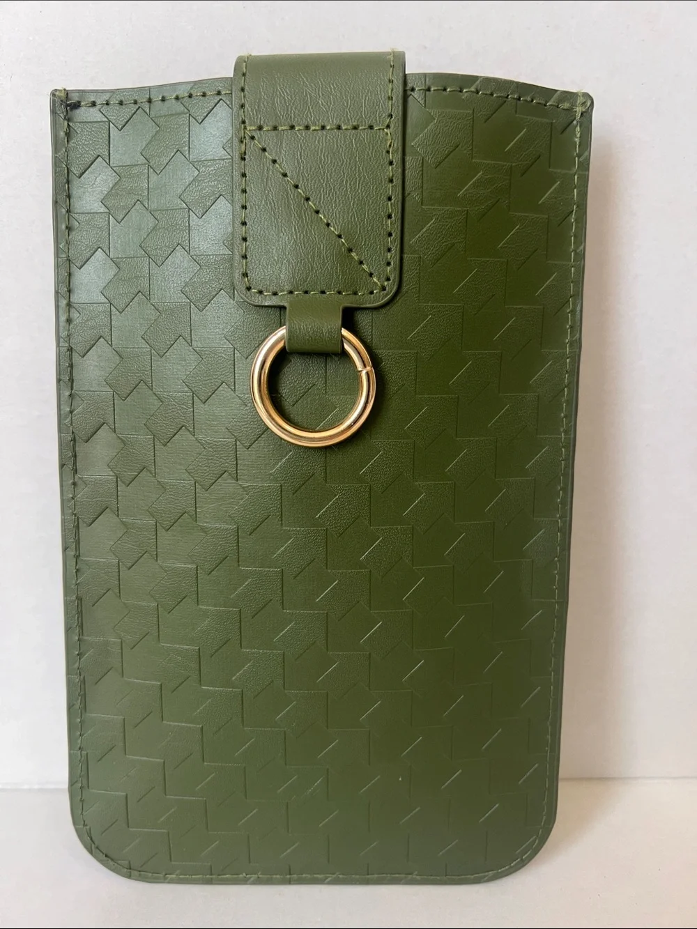 Karen Walker Olive Green Weaved Leather Look Eye Glasses Pouch